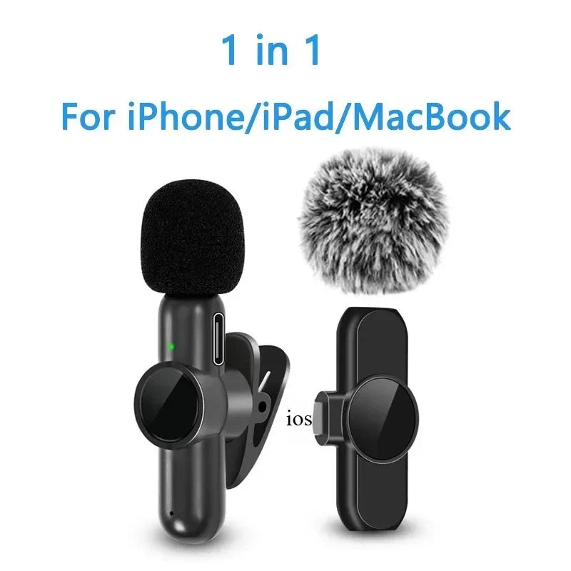 Wireless Lavalier Microphone - Noise Reduction Clip-On Mic for iPhone iPad Recording Live Stream YouTube & Facebook