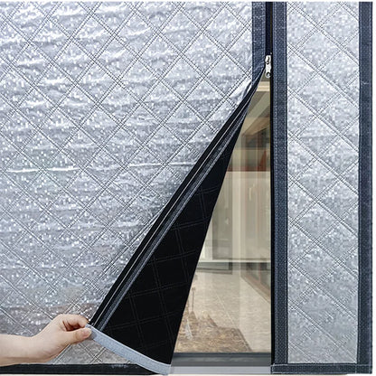 Side Zipper Cotton Curtain – Double-Layer Thickened, Windproof & Thermal Insulated Household Curtain, Customizable