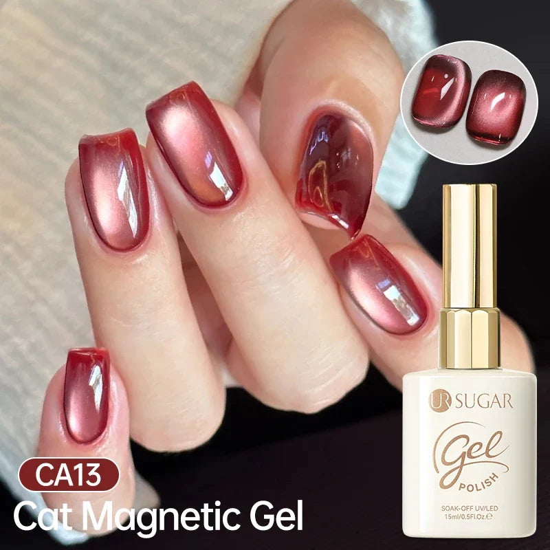 UR SUGAR Jelly Pink Cat Magnetic Gel Nail Polish 15ml - Glitter Ice Effect Soak Off UV LED Semi-Permanent Manicure Gel