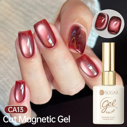 UR SUGAR Jelly Pink Cat Magnetic Gel Nail Polish 15ml - Glitter Ice Effect Soak Off UV LED Semi-Permanent Manicure Gel