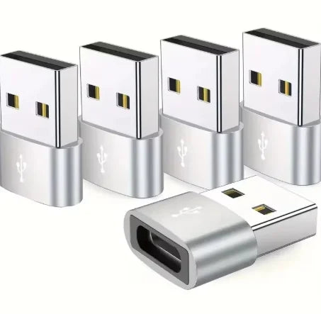5PCS USB to USB C OTG Adapters - Durable Metal Converter for iPhone iPad Samsung S23 iWatch AirPods & Universal Devices