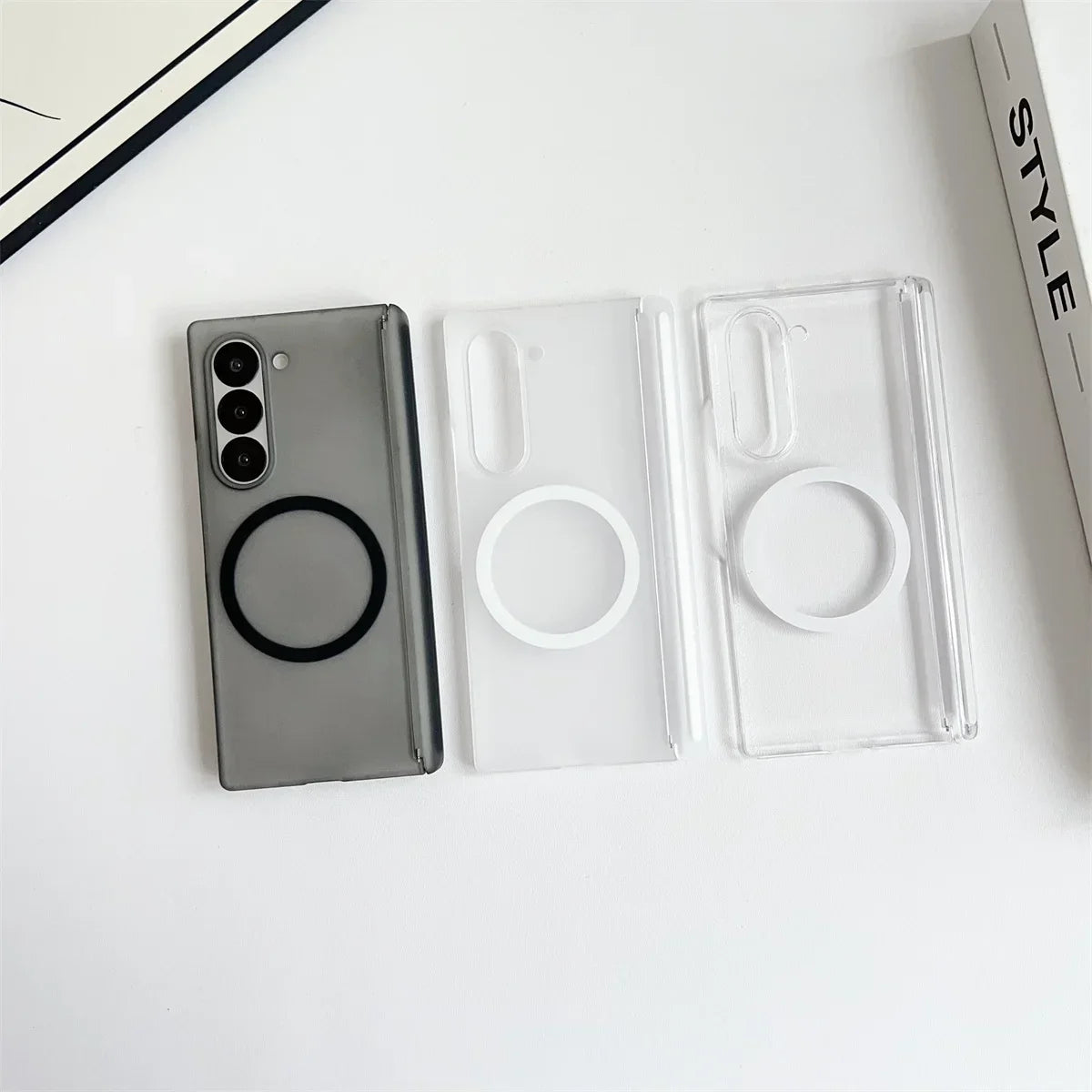 Magnetic Frosted Case for Samsung Galaxy Z Fold 7/6/5/4 with Wireless Charging & Hinge Protection