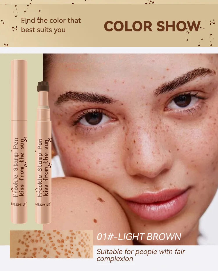 Waterproof Freckle Pen - Natural Fake Freckles Makeup Dot Spot Marker for Women Light & Dark Brown
