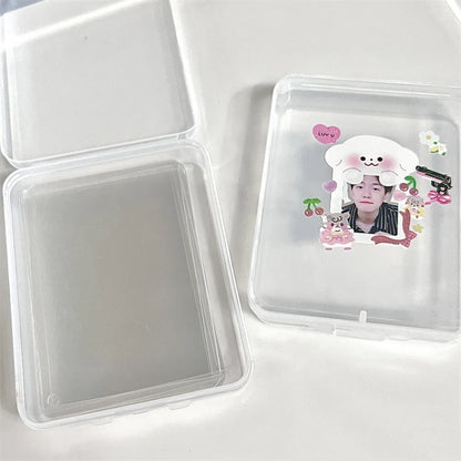 Transparent Plastic Card Storage Box - Small Organizer Case for Photocards, Stationery & Desk Accessories