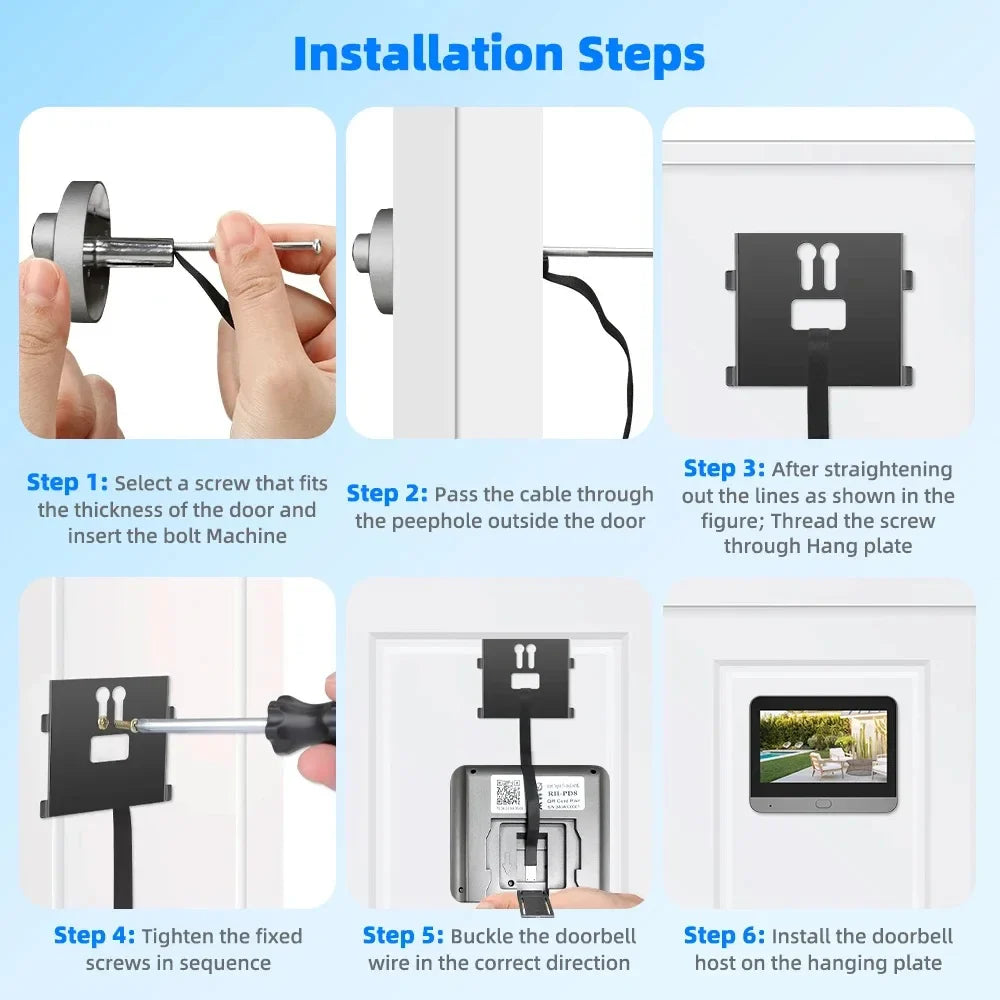 3MP Smart Life Tuya WiFi Doorbell — 1080P Peephole Camera, 5000mAh Battery, PIR Motion Sensor, IR, Alexa & Google Compatible
