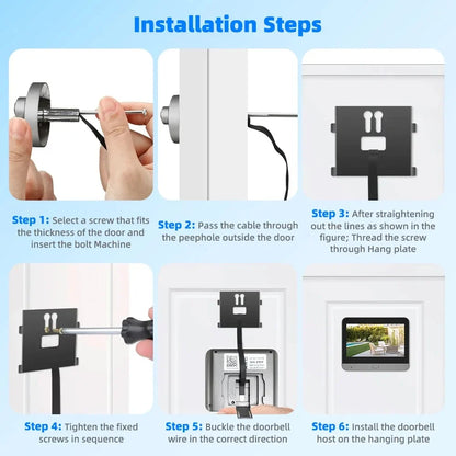 3MP Smart Life Tuya WiFi Doorbell — 1080P Peephole Camera, 5000mAh Battery, PIR Motion Sensor, IR, Alexa & Google Compatible