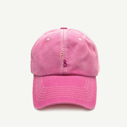Monogram Cotton Baseball Cap - Hand-Dyed Soft Fabric Embroidered Letter Dad Hat