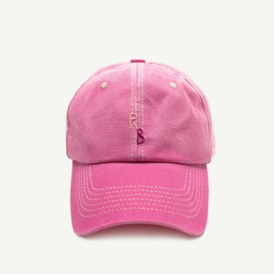 Monogram Cotton Baseball Cap - Hand-Dyed Soft Fabric Embroidered Letter Dad Hat
