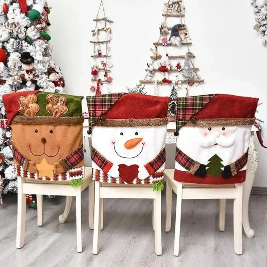 Christmas Chair Decoration Set - Cartoon Holiday Chair Covers and Festive Home Decor Supplies for Christmas Celebration