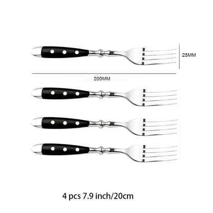 Classic Elegant Stainless Steel Cutlery Set – Fork, Spoon, Knife & Teaspoon Full Dining Steak Dinnerware Collection