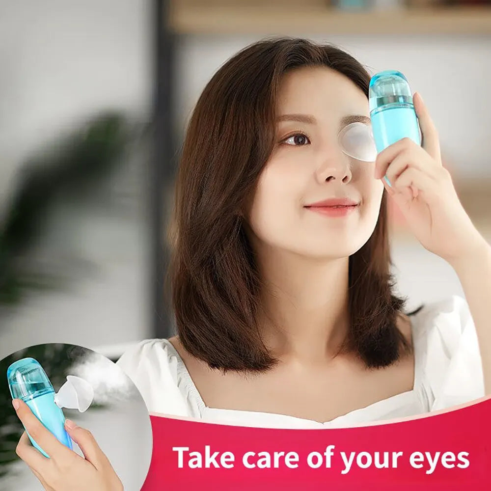 Portable USB Eye Moistener Nano Spray for Glasses | Relieve Fatigue, Dryness, and Astringency | Eyewash Atomization for Dry Eyes