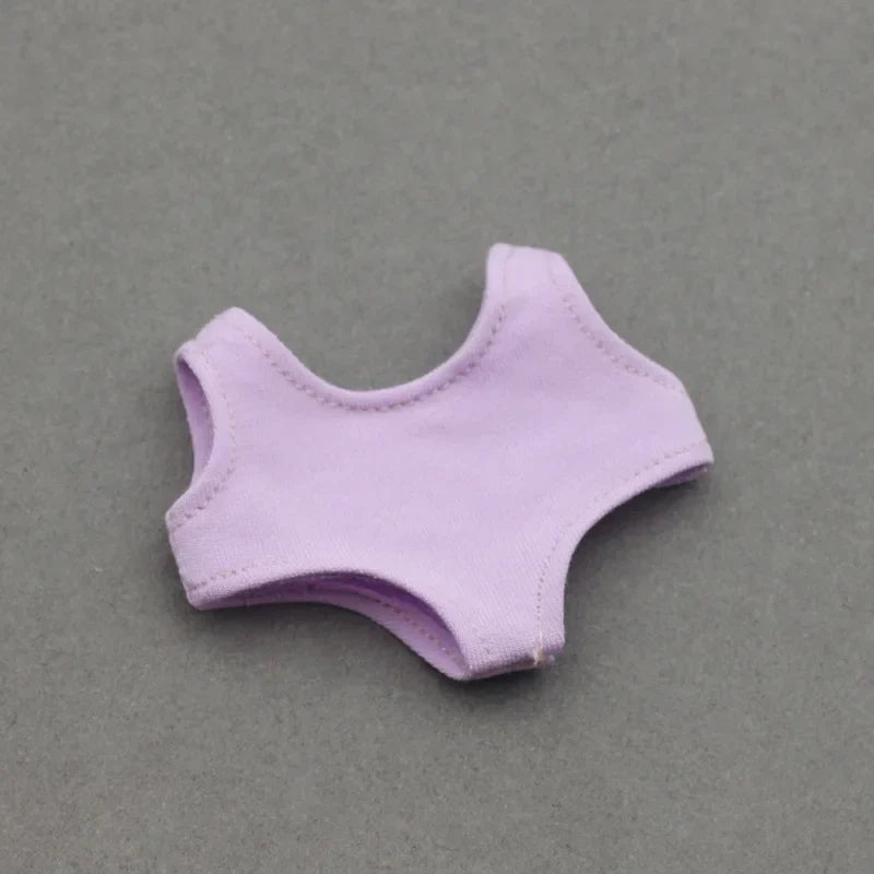 Mini Doll Swimsuit Outfit - Solid Color Clothing Accessories for 15-17cm Labubu and 10cm Cotton Dolls
