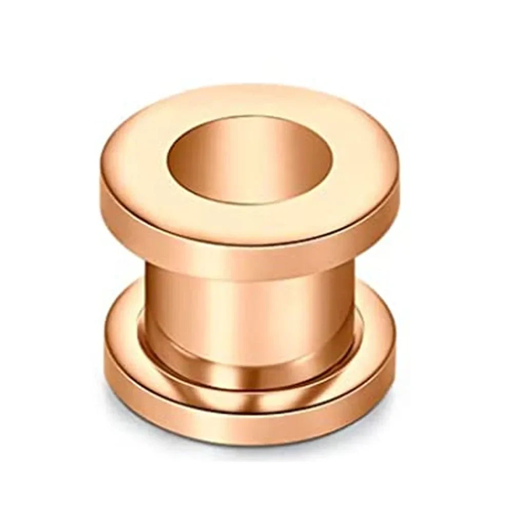 Rose Gold Stainless Steel Ear Plugs & Tunnels - Screw Fit Gauges Body Piercing Jewelry 3mm-20mm