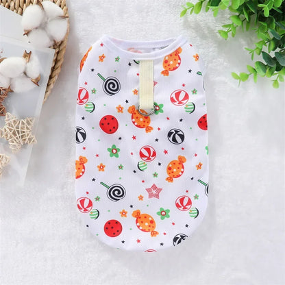 Cooling Summer Pet Vest - Soft Cartoon Dog Cat Shirt for Small Medium Large Dogs Puppy French Bulldog Clothing