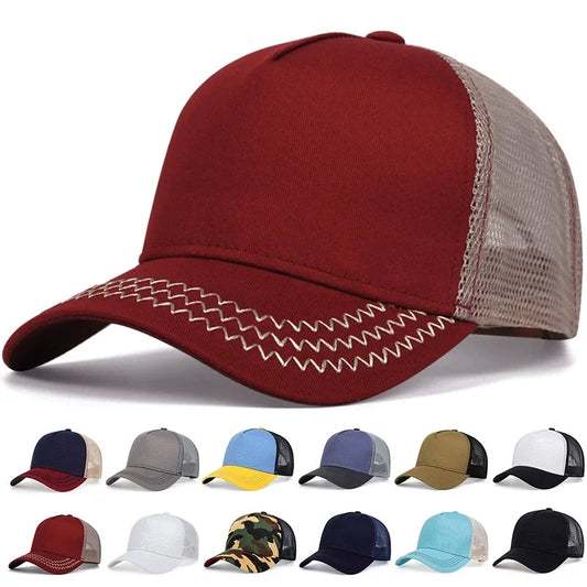 Lightweight Mesh Baseball Cap - Solid Color Breathable Summer Sun Hat for Men & Women