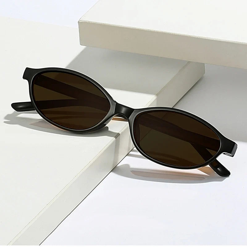 Retro Oval Frame Sunglasses - Trendy Small Cat Eye Punk Style UV Protection Shades