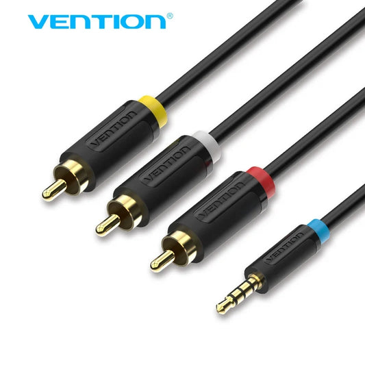 Vention 3.5mm to 3 RCA Audio Cable - Male to Male Aux Adapter for Android TV Box, Speakers, iPod & Audio Devices