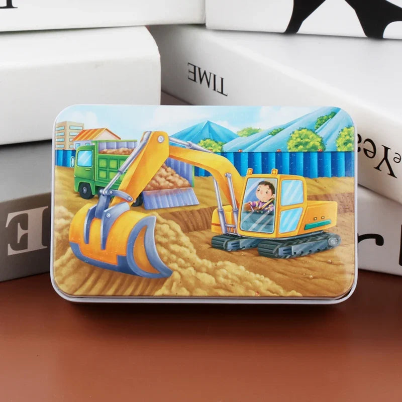 60 Piece Wooden Puzzle Toy Set - Cartoon Vehicle & Animal Jigsaw Educational Learning Gift for Kids