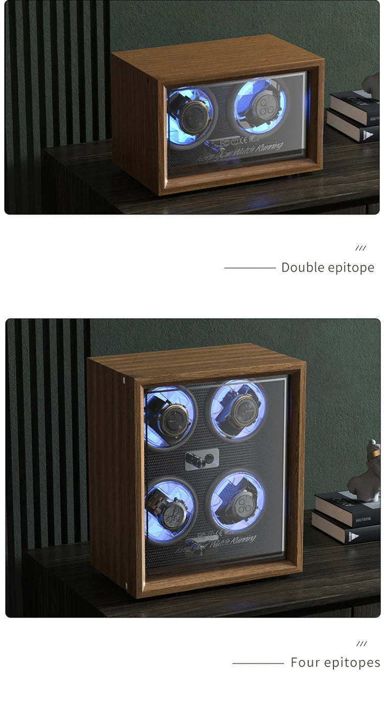 IBBETON Luxury Wood Watch Winder – High-End Automatic Watch Box (2/4/6 Slots) with Mabuchi Mute Motor & Storage Cabinet