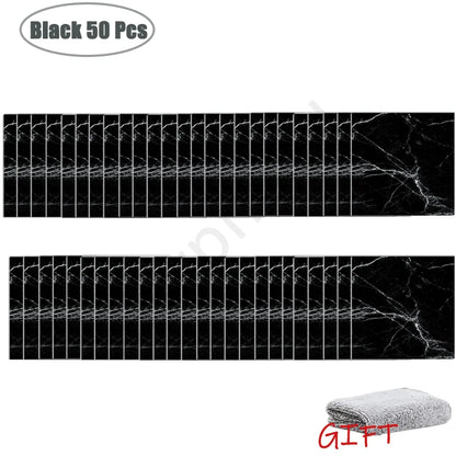 10-50Pcs PVC Marble Wall Stickers — Self-Adhesive Thickened Waterproof Tile Stickers for Bathroom Kitchen Floor Home Decor