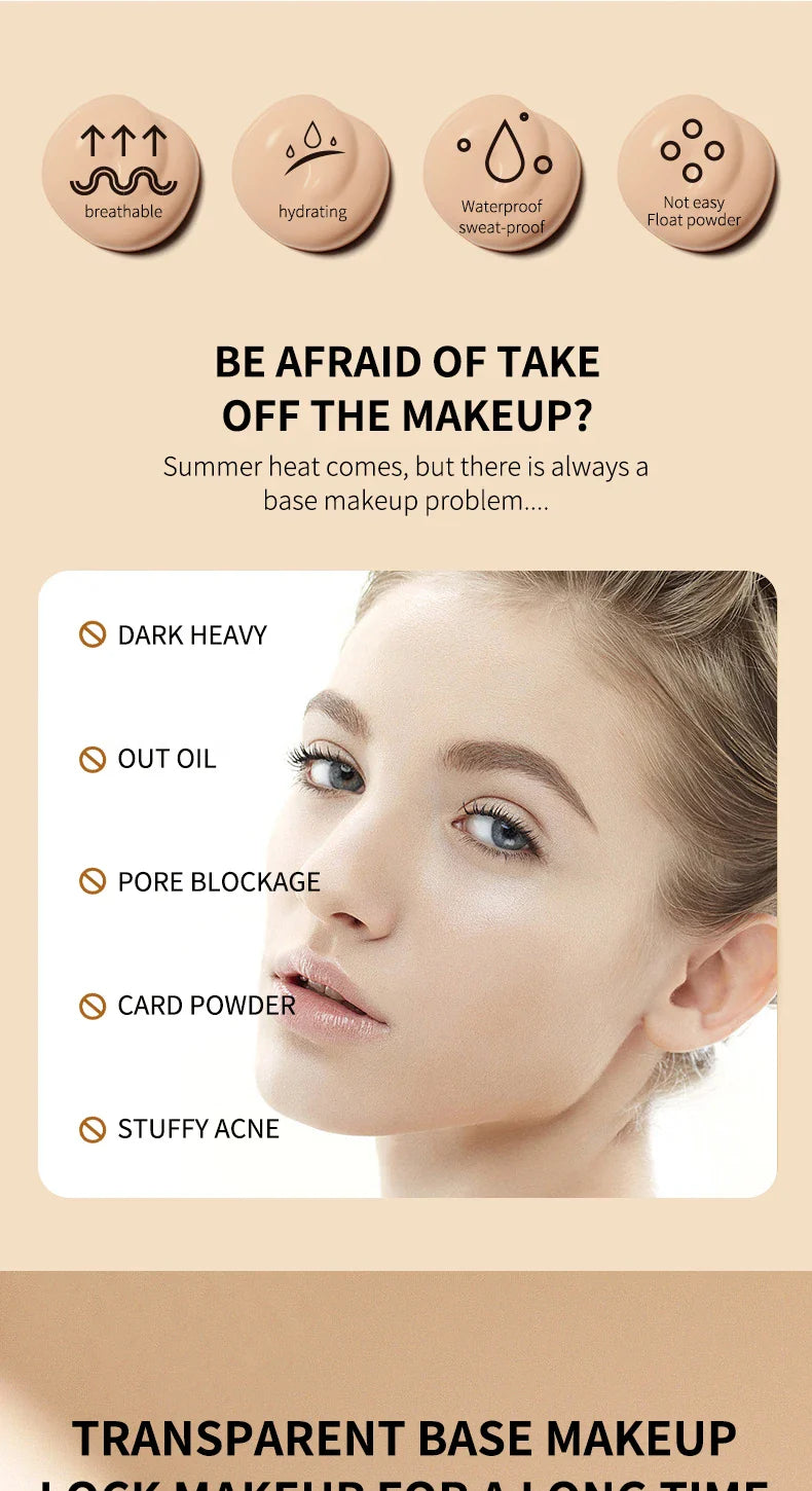 Ocheal 30g CC Cream Foundation – Waterproof Concealer, Moisturizing Sunscreen, SPF 50+, Long-Lasting Brightening Makeup Primer