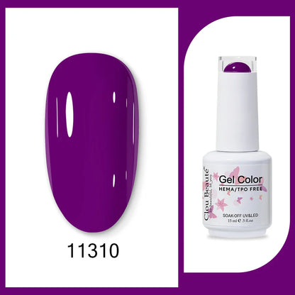 Clou Beaute 15ml Gel Nail Polish Set – Red Black White Green Neon UV Soak-Off Semi-Permanent Nail Varnish Base & Velvet Top Coat