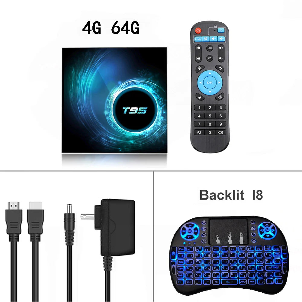 Smart TV Box T95 Plus 2025 — 6K HD Android 14, Allwinner H616, 4GB RAM, 64/128GB Storage, Dual WiFi Media Player