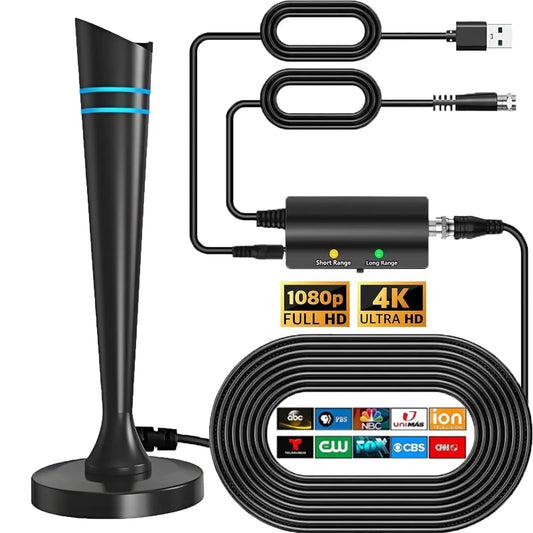 HD TV Antenna Long Range Reception - Indoor & Outdoor 4K/1080P Digital Antenna for Smart TV Local Channels