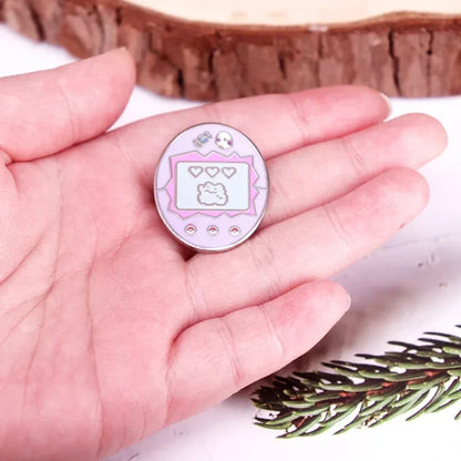 Cute Elf Tamagotchi Enamel Pin - Game Console Badge Brooch for Fans