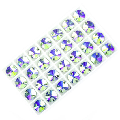 Crystal Rhinestone Flatback Beads - AB Round Shell Gems for DIY Crafts, Clothing & Wedding Decoration