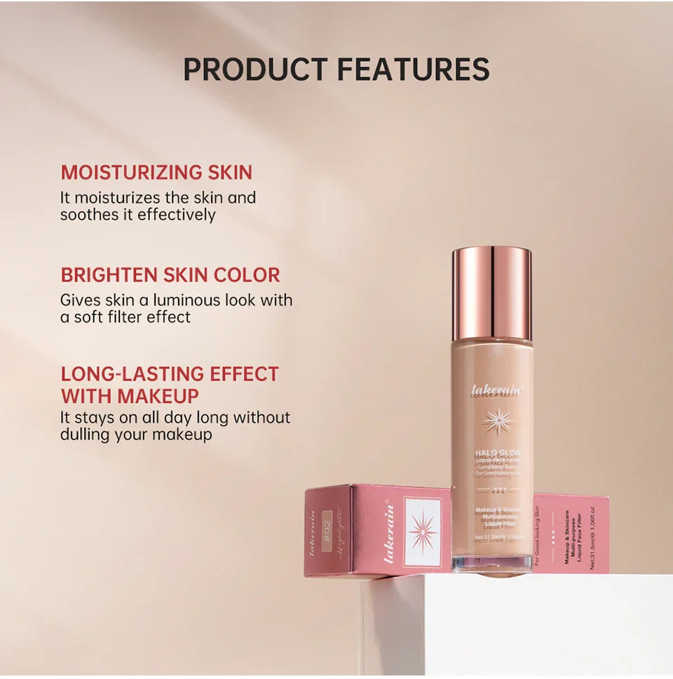 Lakerain Halo Glow Liquid Highlighter – Complexion Booster with Hyaluronic Acid for Radiant Skin