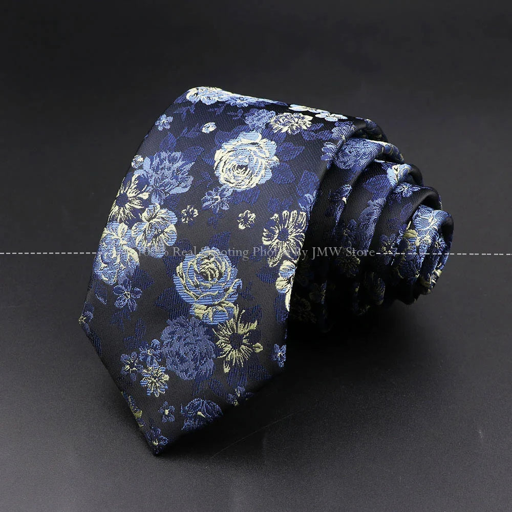 Men’s Wedding Floral Necktie - Wave Fireworks Meteor Flower Design Tie for Groom, Business & Formal Accessories Gift