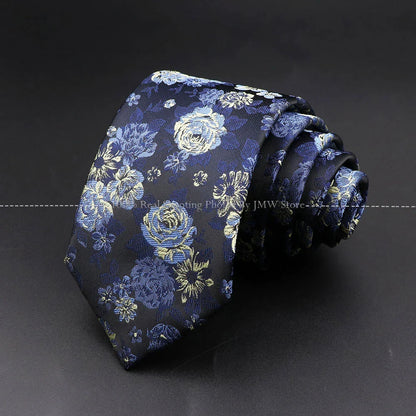 Men’s Wedding Floral Necktie - Wave Fireworks Meteor Flower Design Tie for Groom, Business & Formal Accessories Gift