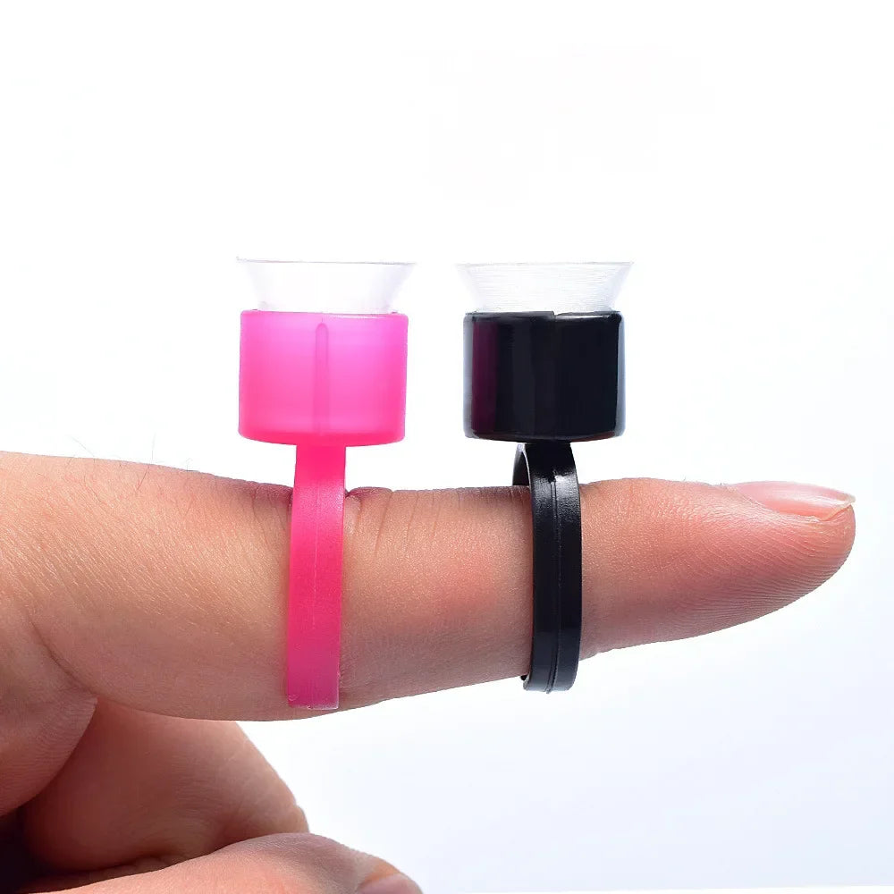 100PCS Tattoo Ink Ring Cups with Sponge – Microblading Pigment Holders, Permanent Makeup Tool Accessories