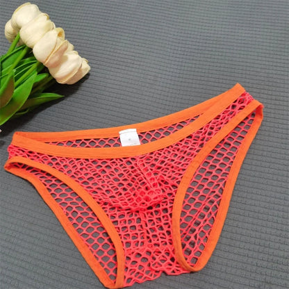 Men’s Mesh Transparent Briefs – Sexy See-Through Fishnet Underwear, Breathable Plus Size Comfort Fit Male Panties