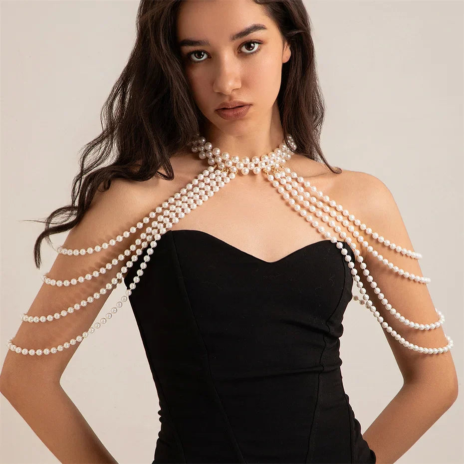 Ingemark 2024 Bridal Tassel Pearl Shoulder Chain Necklace – Elegant Wedding Jewelry for Women