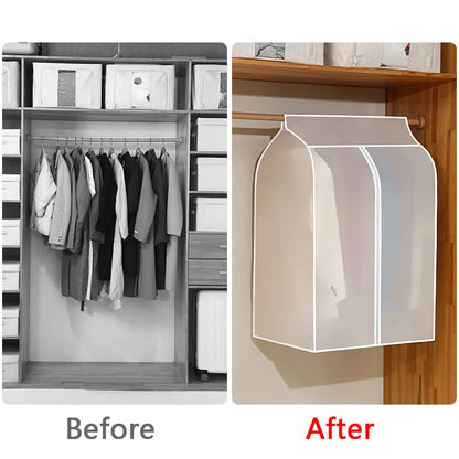 Transparent Clothing Dust Cover — Waterproof Hanging Garment Organizer for Dress & Wardrobe Storage