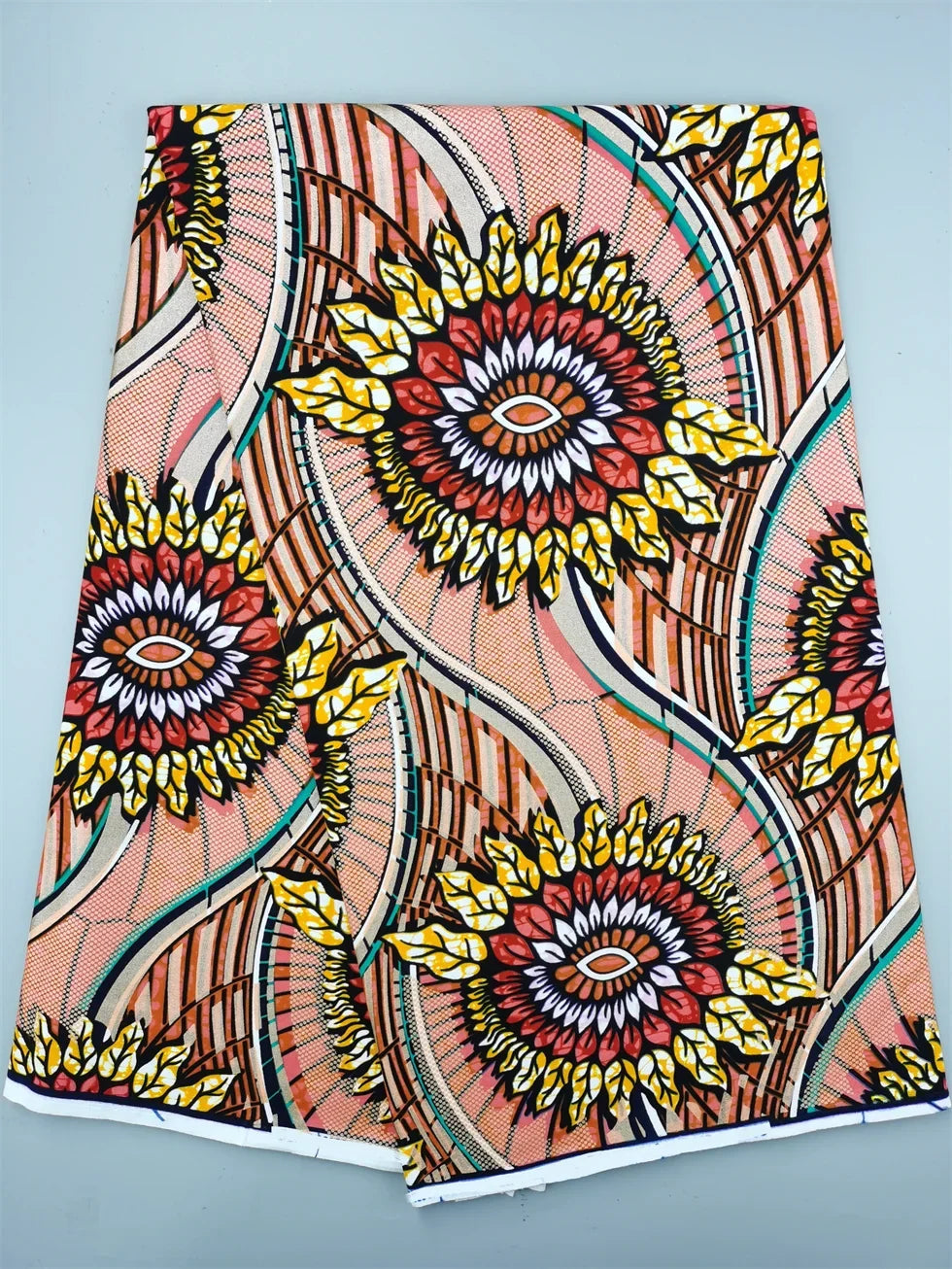 Grand African Wax Glitter Glam Fabric - 100% Cotton Ankara Batik Gold Print Pagne for Party Dresses & Sewing