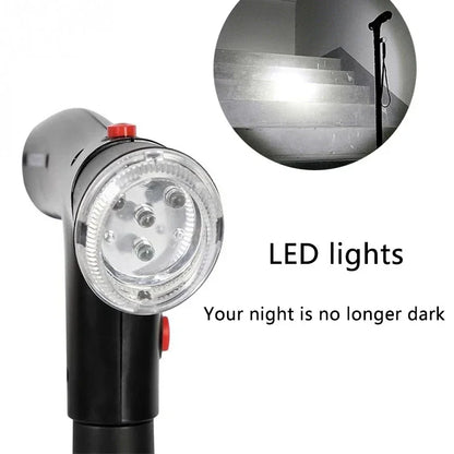 Collapsible Telescopic Cane with LED & Alarm — Folding Walking Stick for Elderly, Trusty Crutches for Seniors, Moms & Dads
