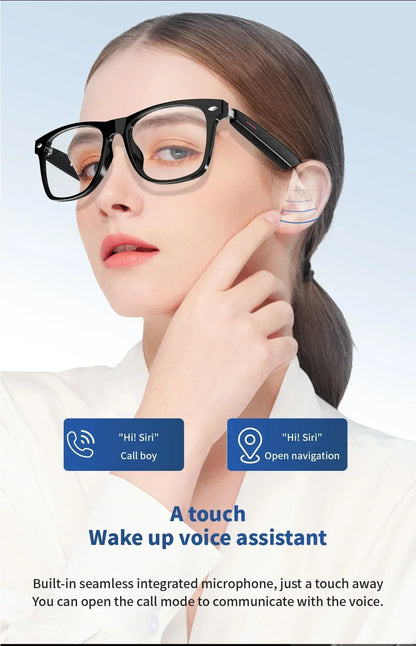 Hiwego Smart Glasses – Blue Light Filtering Polarized Lenses with Audio, Built-in Mic, Speakers, Touch & Voice Assistant for Music