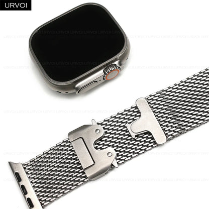 URVOI Stainless Steel Mesh Band for Apple Watch Ultra 2/1, Series 10/9 – 316L Secure Parachute Buckle, 46/49mm