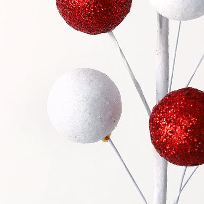 1/2PCS Red & White Woolen Bells – Candy Cane Branches for Xmas Tree, DIY Crafts, Vase & Wreath Christmas Decorations