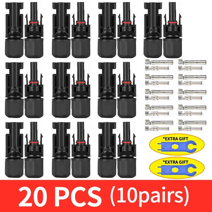 Solar PV Connector Kit - 1000V DC 30A Waterproof Plug Connectors for MC4 Cable Wiring