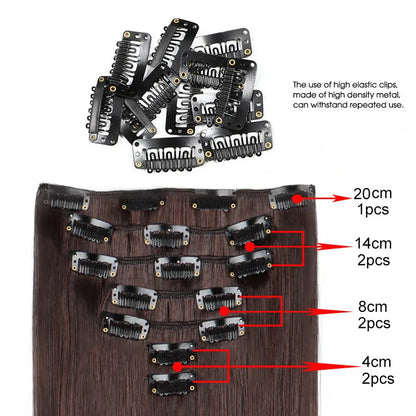 WIGSIN 24 Inch Synthetic Hair Extensions - 7PCS Long Straight Clip-In Hairpieces for Women in Black and Blonde Styles