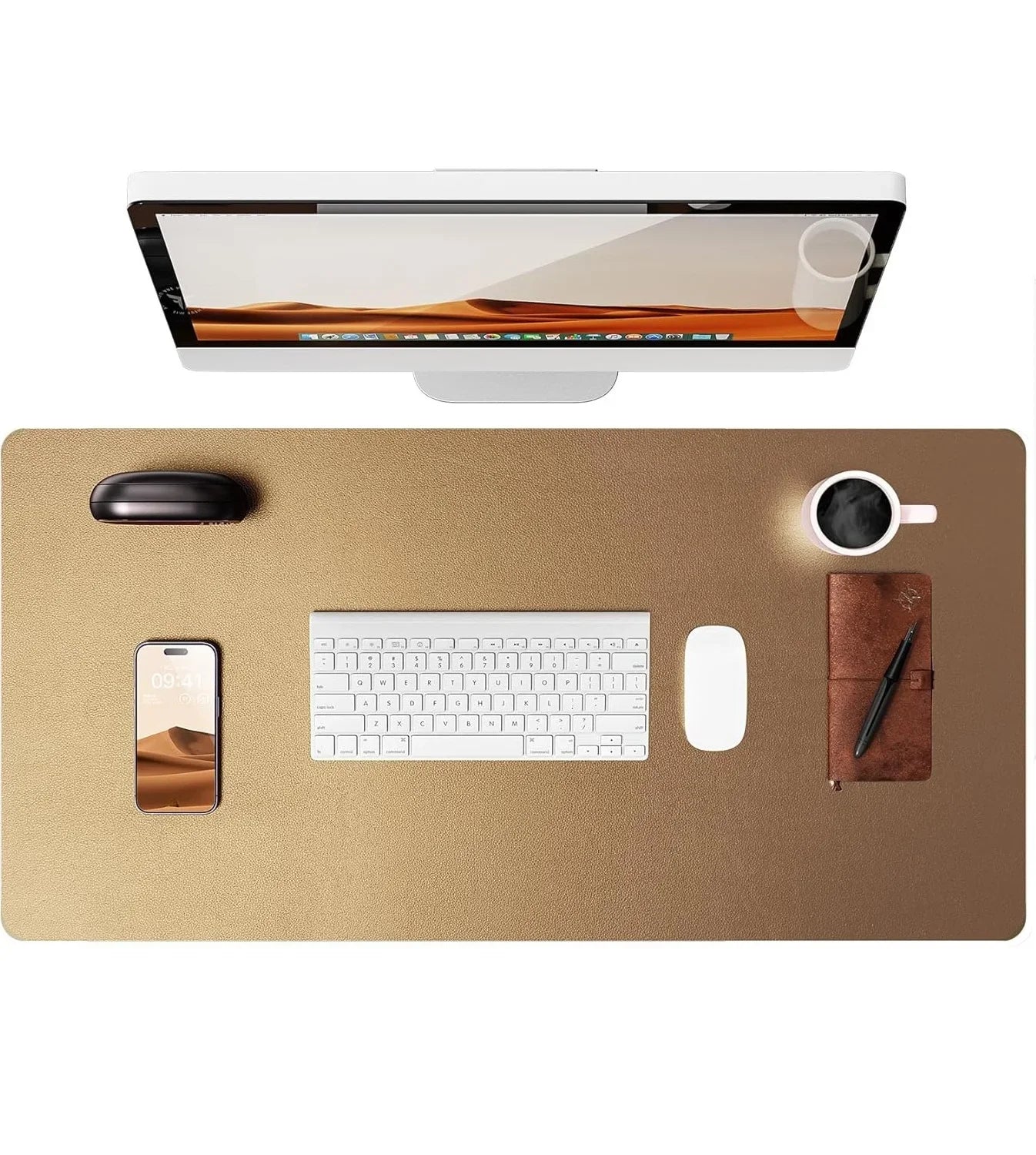Large Leather Mouse Pad Desk Mat - Non-Slip PU Leather Office Desk Protector for Laptop & Workspace Setup