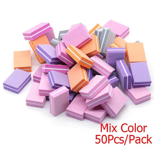 50Pcs Professional Nail Buffer Files – 100/180 Grit Mini Sandpaper Manicure Tools for Nail Shaping, Polishing & Care Accessories