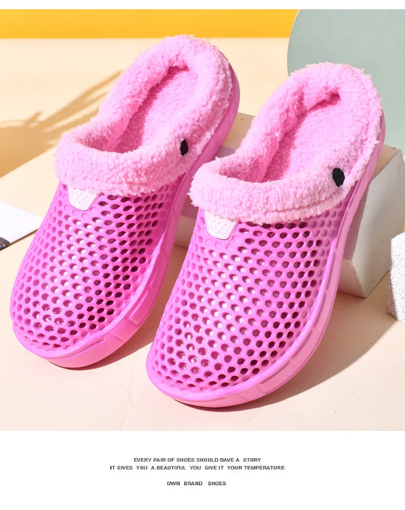 Couple Cotton Slippers – Winter Warm Plush Velvet Thickened Clogs for Men & Women