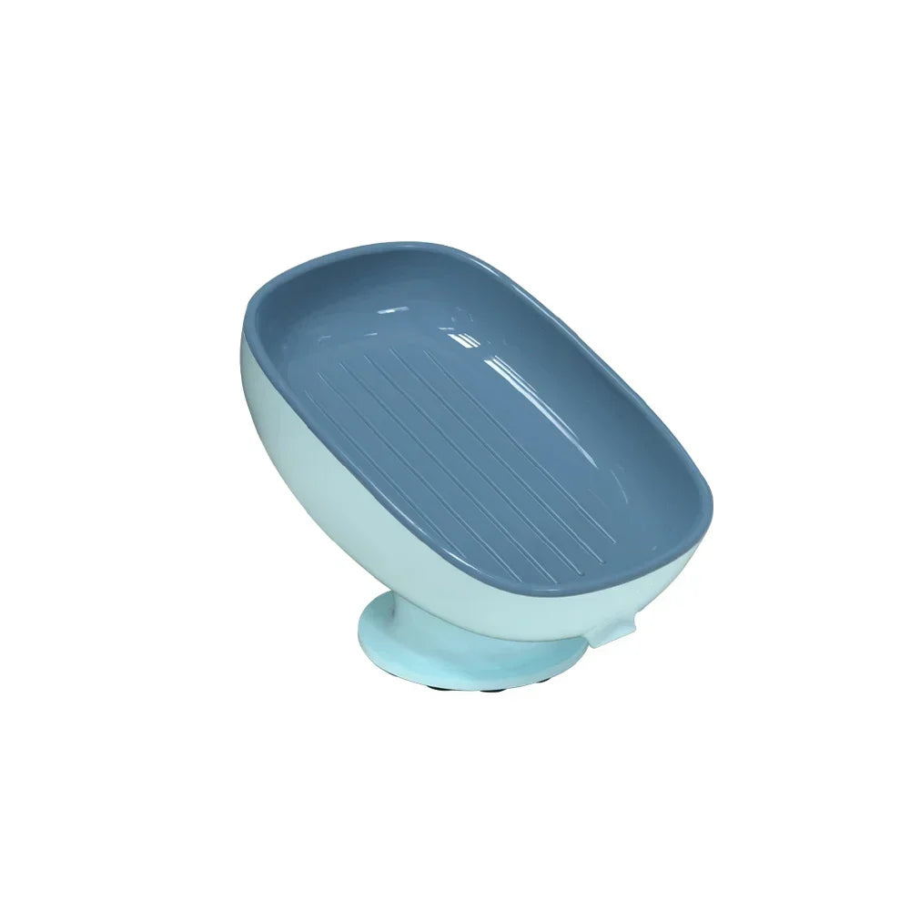 Self-Draining Soap Dish Holder - Suction Cup Bathroom Soap Box with Portable Design for Shower Accessories