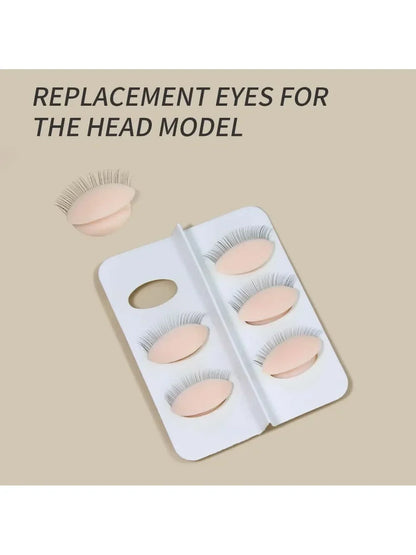 False Eyelash Extension Practice Head - Silicone Training Mannequin with Removable Eyelids for Lash & Tattoo Practice