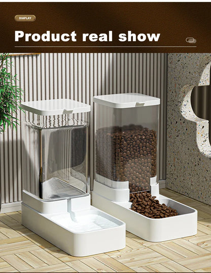 Cat & Dog Automatic Feeder with Water Dispenser – Gravity Food Storage Container
